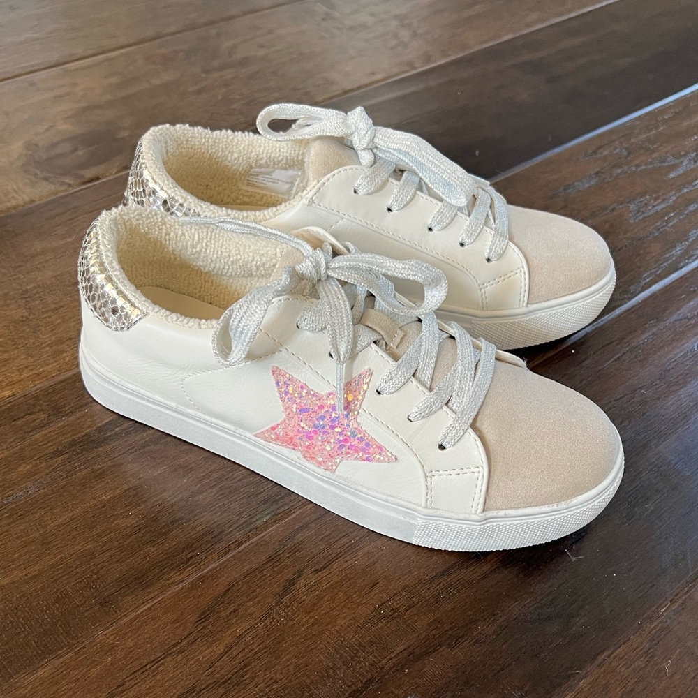 Steve Madden Girls Pink Glitter Star Sneakers Size 4 Youth Sparkle Retro - Picture 10 of 13